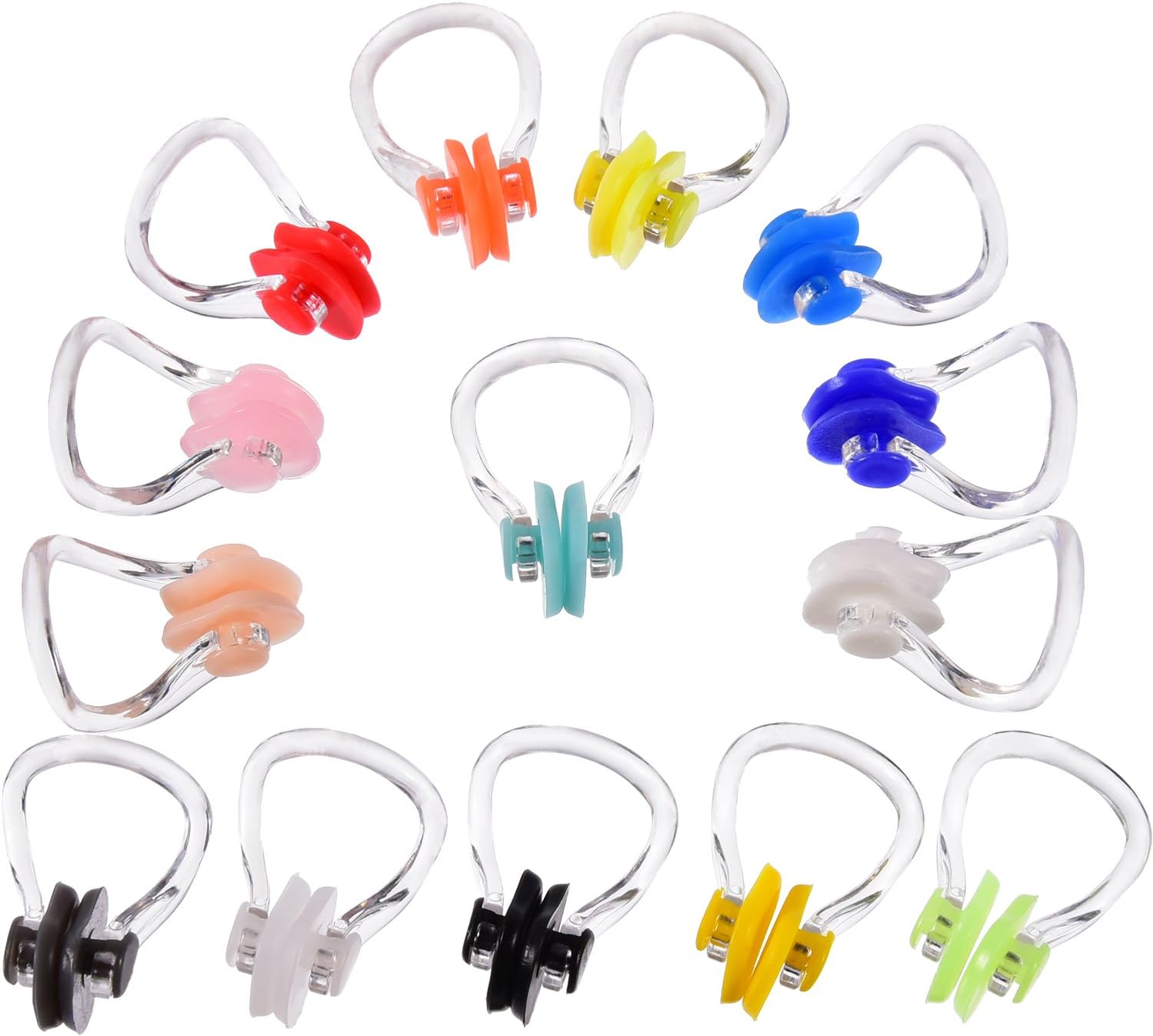 satinior 14 件硅胶鼻夹冲浪鼻塞防水鼻塞适用于游泳和训练,14 种颜色